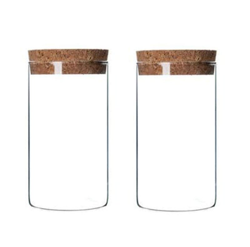 2Pcs 300ml/10oz Empty Clear Glass Bottles with Cork Stopper - Refillable Dry Food Goods Storage Container Vial Jars For Flower Tea Dry Fruit Nuts Candy Seasoning and Other Small Items